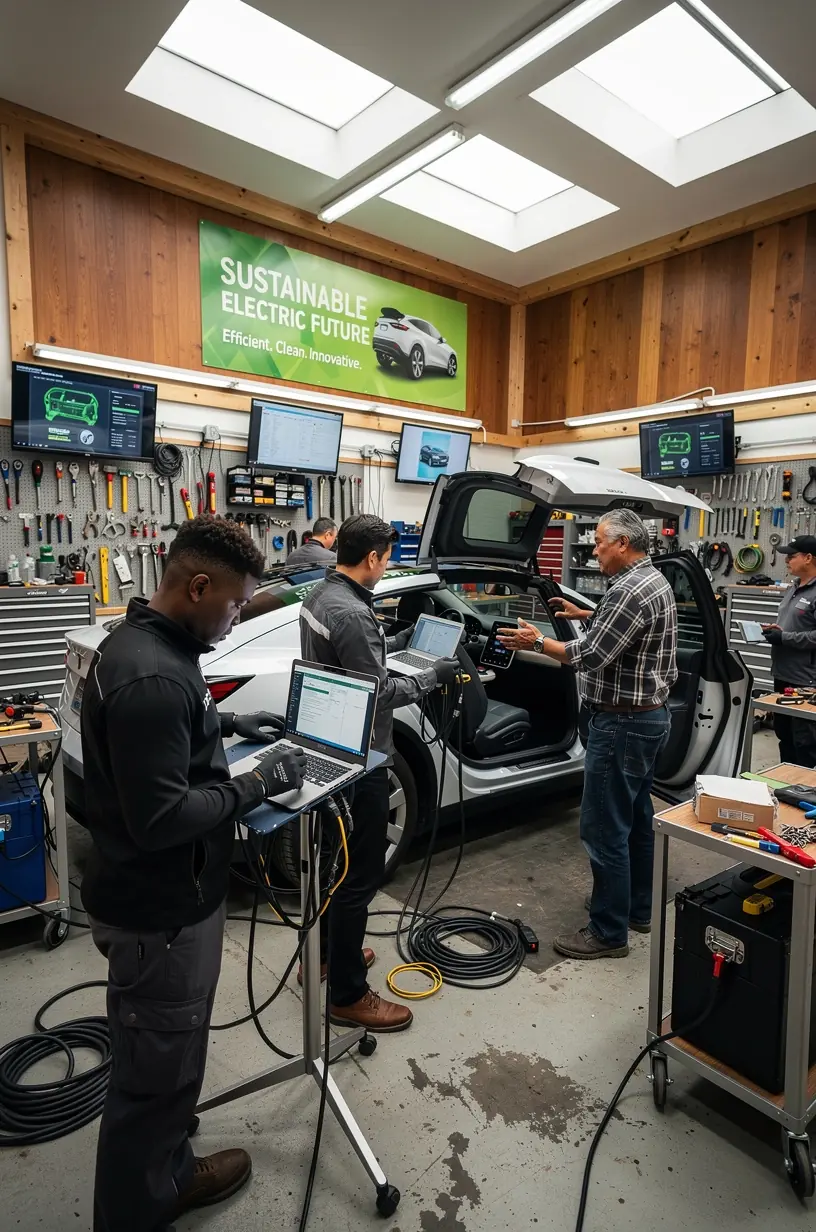 Detailný pohľad na vnútorné káblové spoje a riadiacu jednotku automobilu počas odborného servisu elektrických systémov.